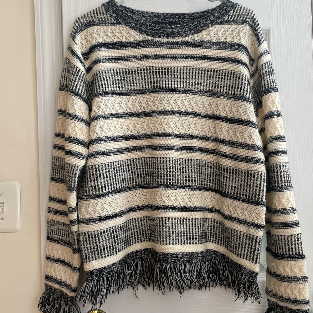 90s Striped Black and White Sweater